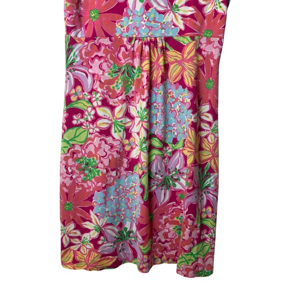 Lilly Pulitzer Pink Floral Cottagecore Silk Blend Ruffle Sleeve Summer Dress M - Picture 6 of 9